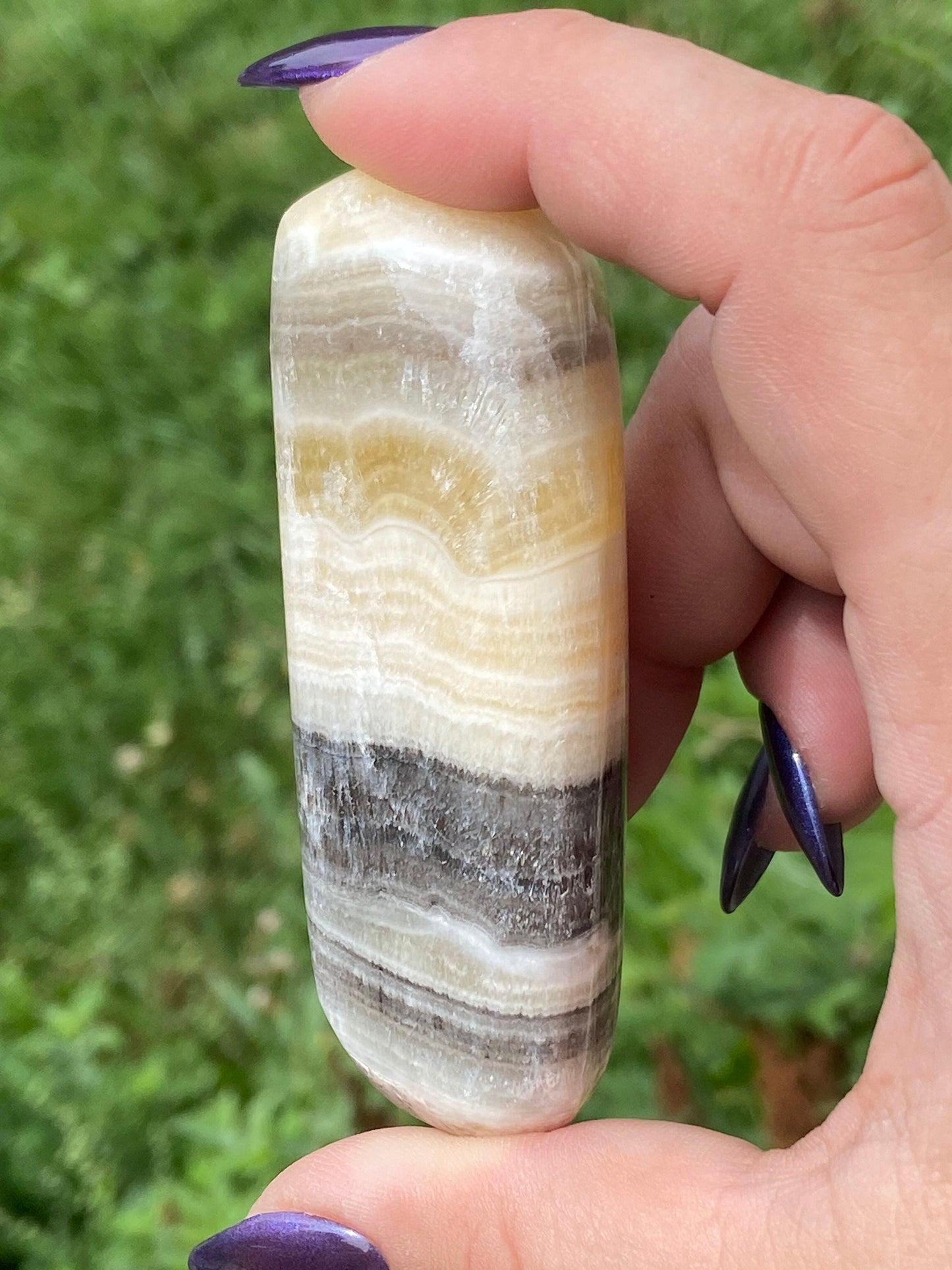 Orange Zebra Calcite Freeform: Hand-Carved Crystal, Mexico