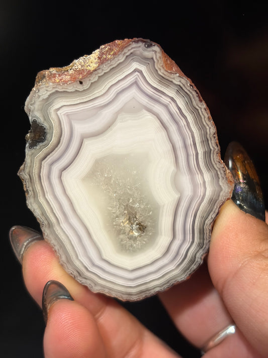 White and Purple Laguna Agate w/ Quartz Middle