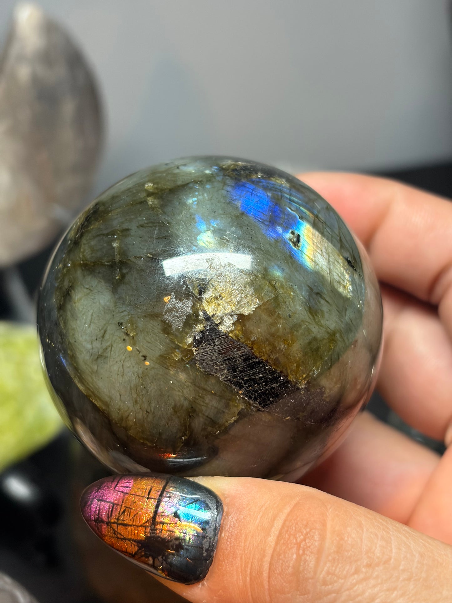 Orange and Yellow Labradorite Sphere