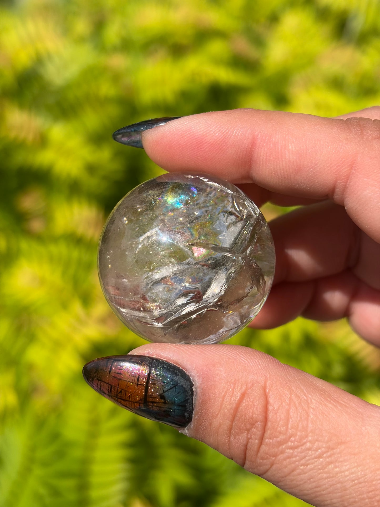 Rainbow-filled Smokey Quartz Sphere from Brazil