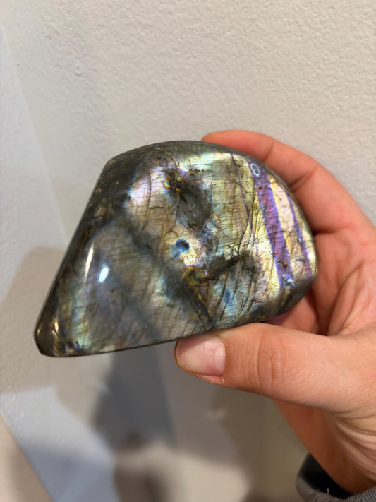 Labradorite Freeform w/ Striped Silver and Purple Dual Flash