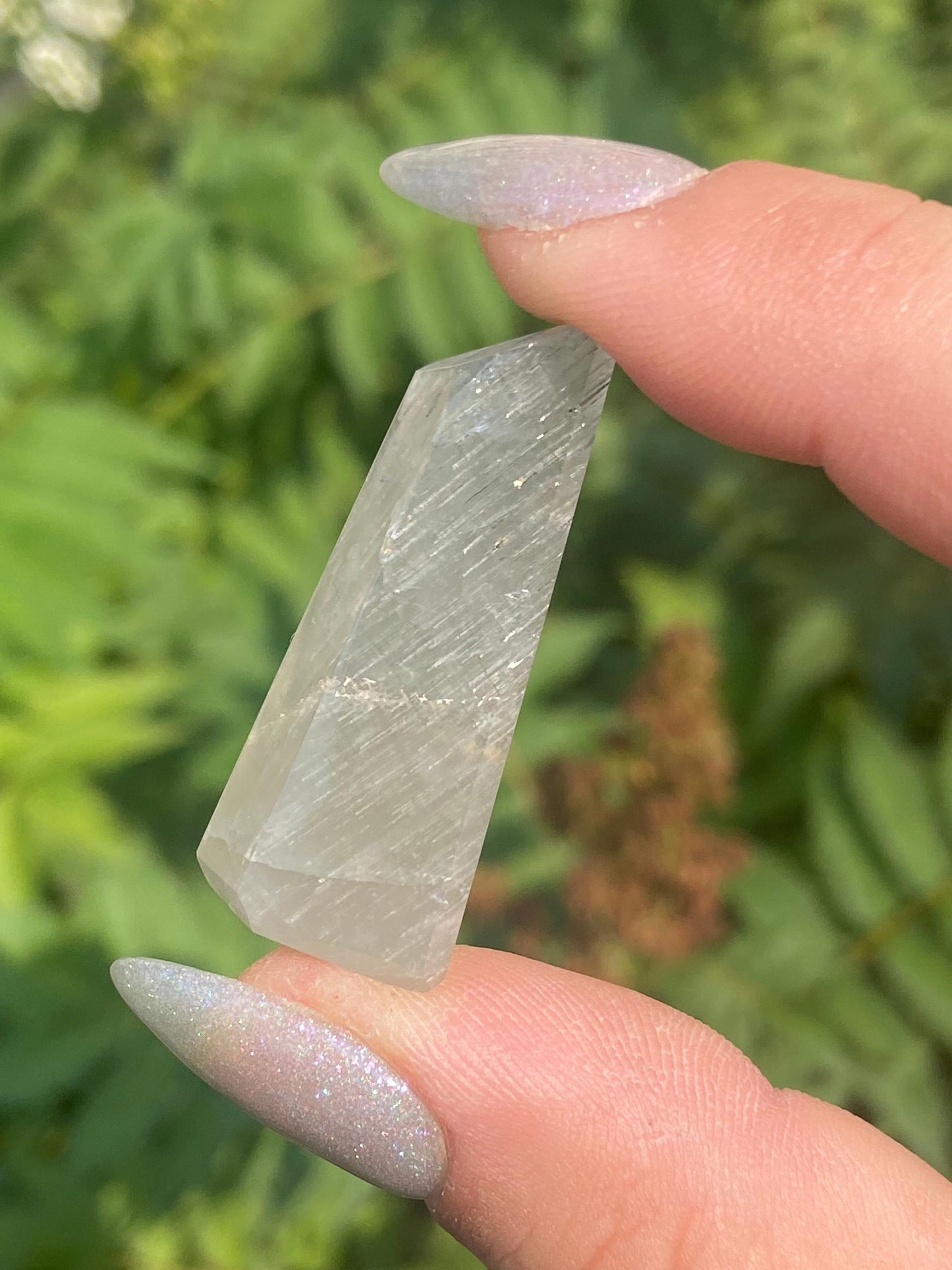 Blue Amphibole in Quartz Freeform - Mini