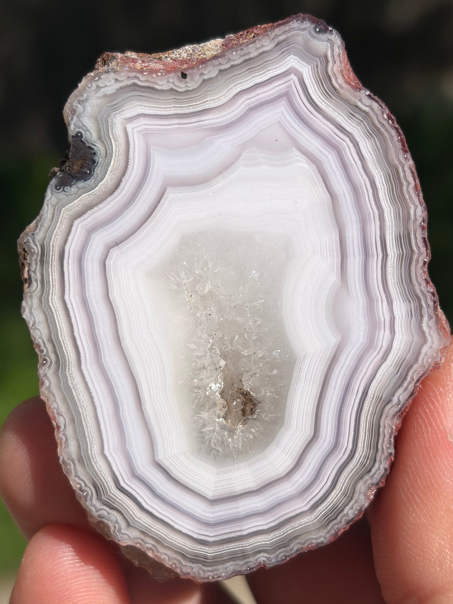 White and Purple Laguna Agate w/ Quartz Middle