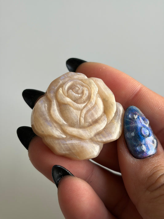 Peach Moonstone Rose Carving - Choose Your Own