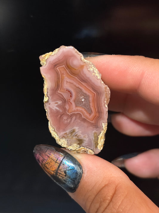 Pink Laguna Agate w/ Quartz Middle