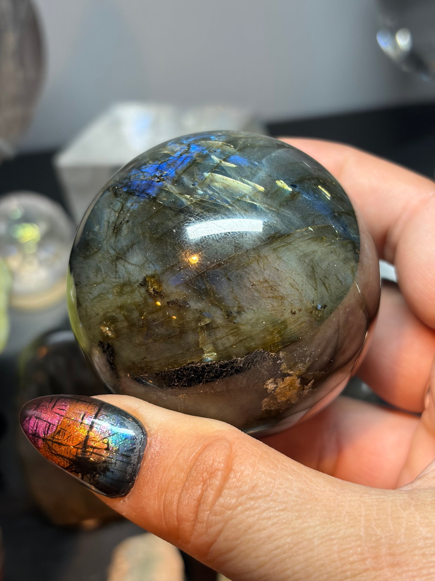 Orange and Yellow Labradorite Sphere