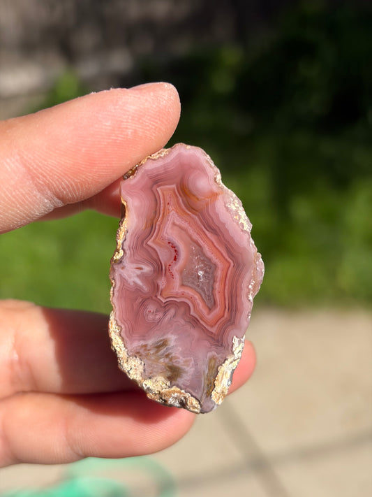 Pink Laguna Agate w/ Quartz Middle