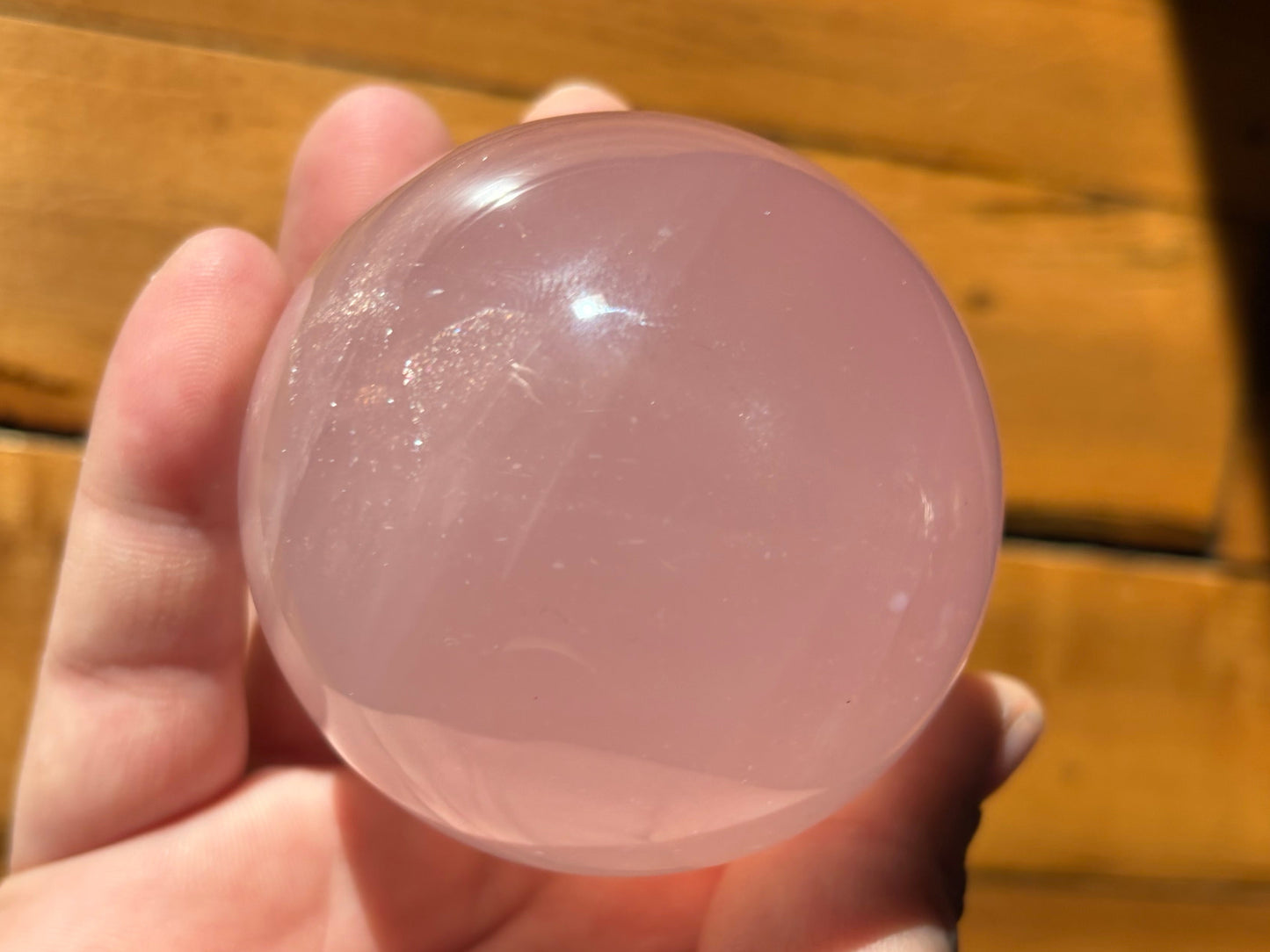 Large Glittery Star Rose Quartz Sphere