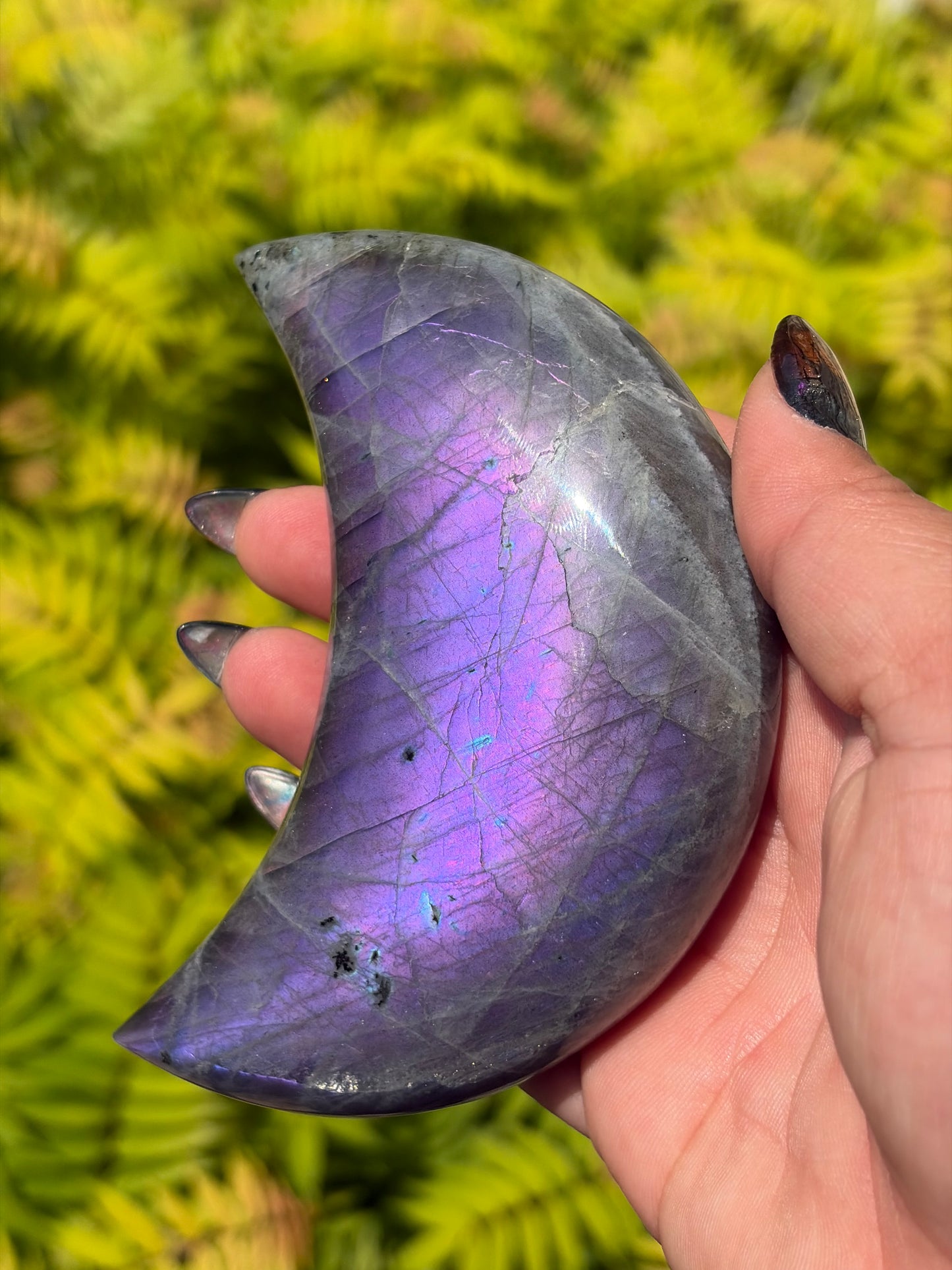 Labradorite Moon Carving - Madagascar