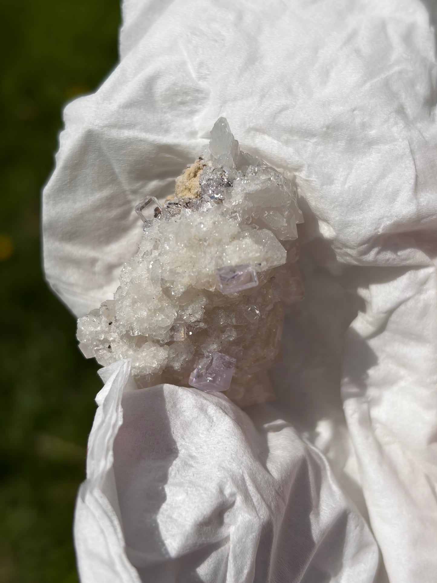 Fluorite with Calcite From the Emilio Mine in Spain