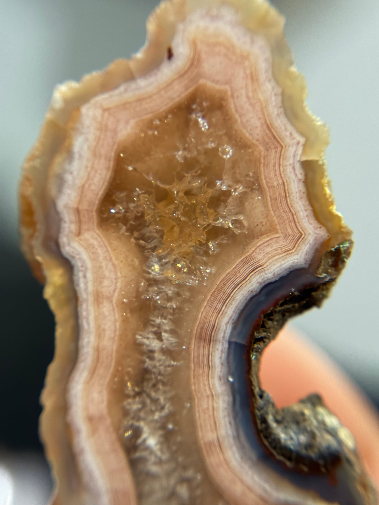 Peachy Laguna Agate w/ Quartz Middle