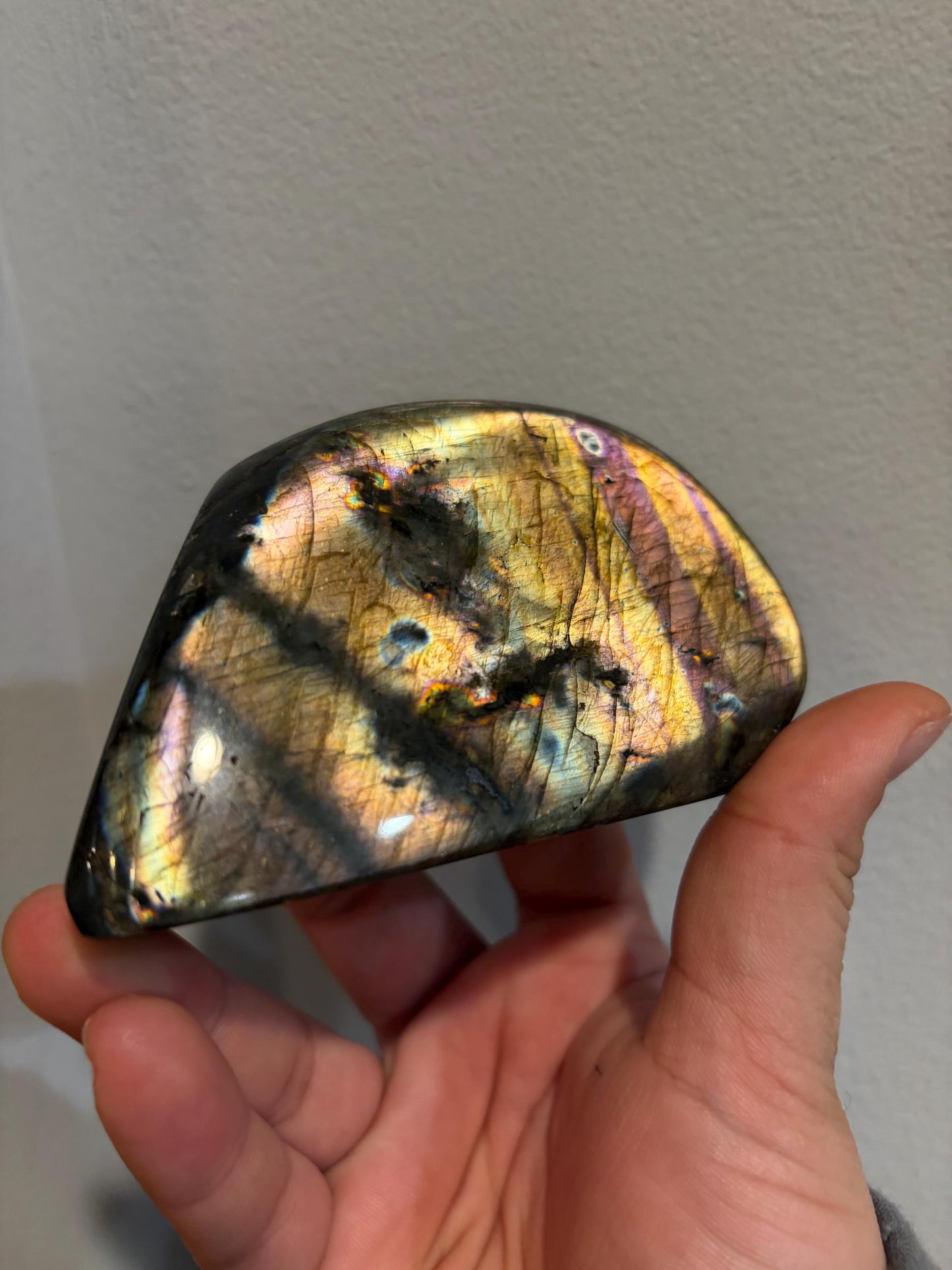 Labradorite Freeform w/ Striped Silver and Purple Dual Flash