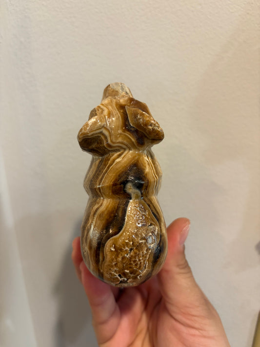 Chocolate Calcite Bear Carving