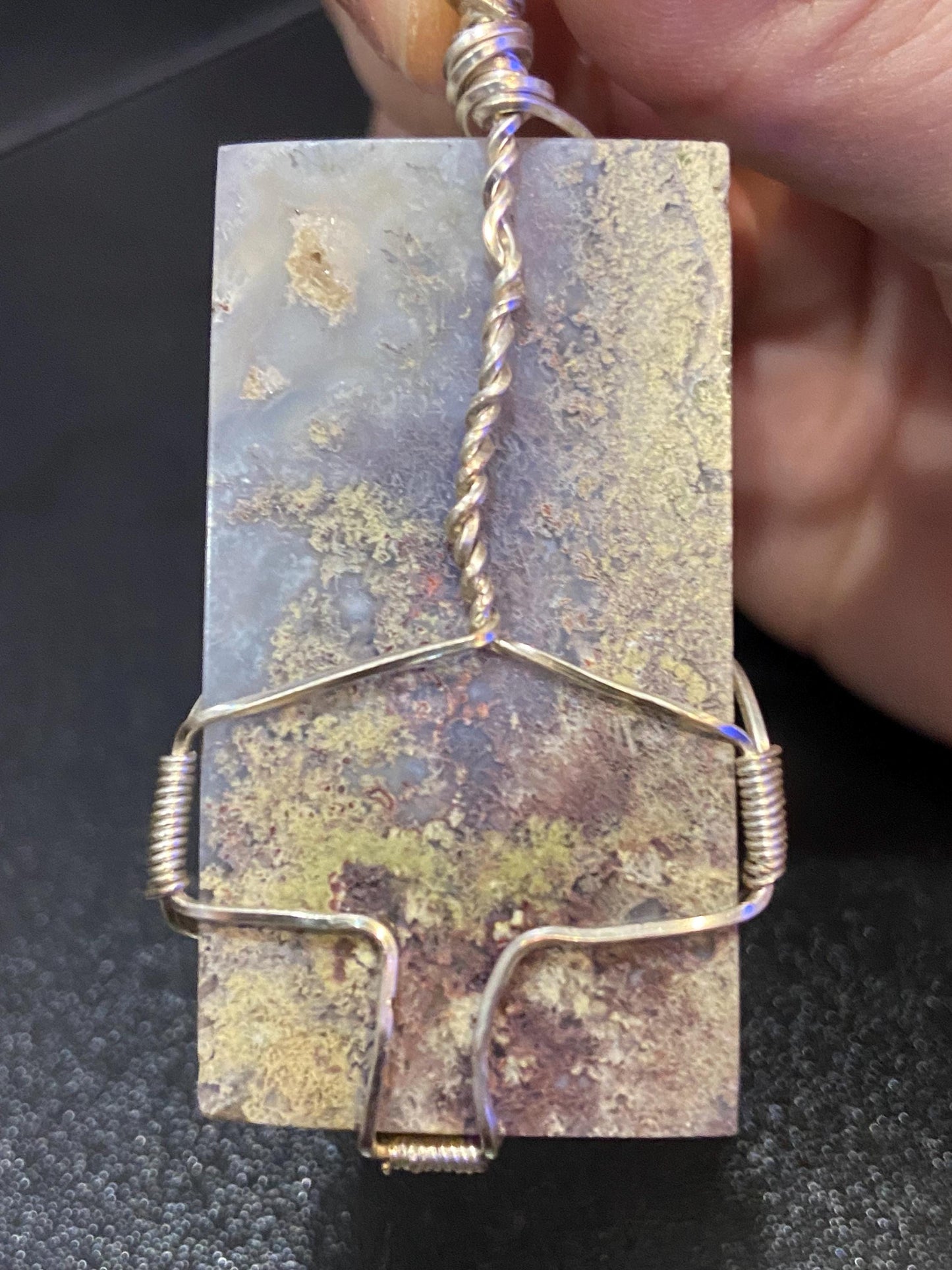Hand-wrapped Moss Agate Necklace (Silver)
