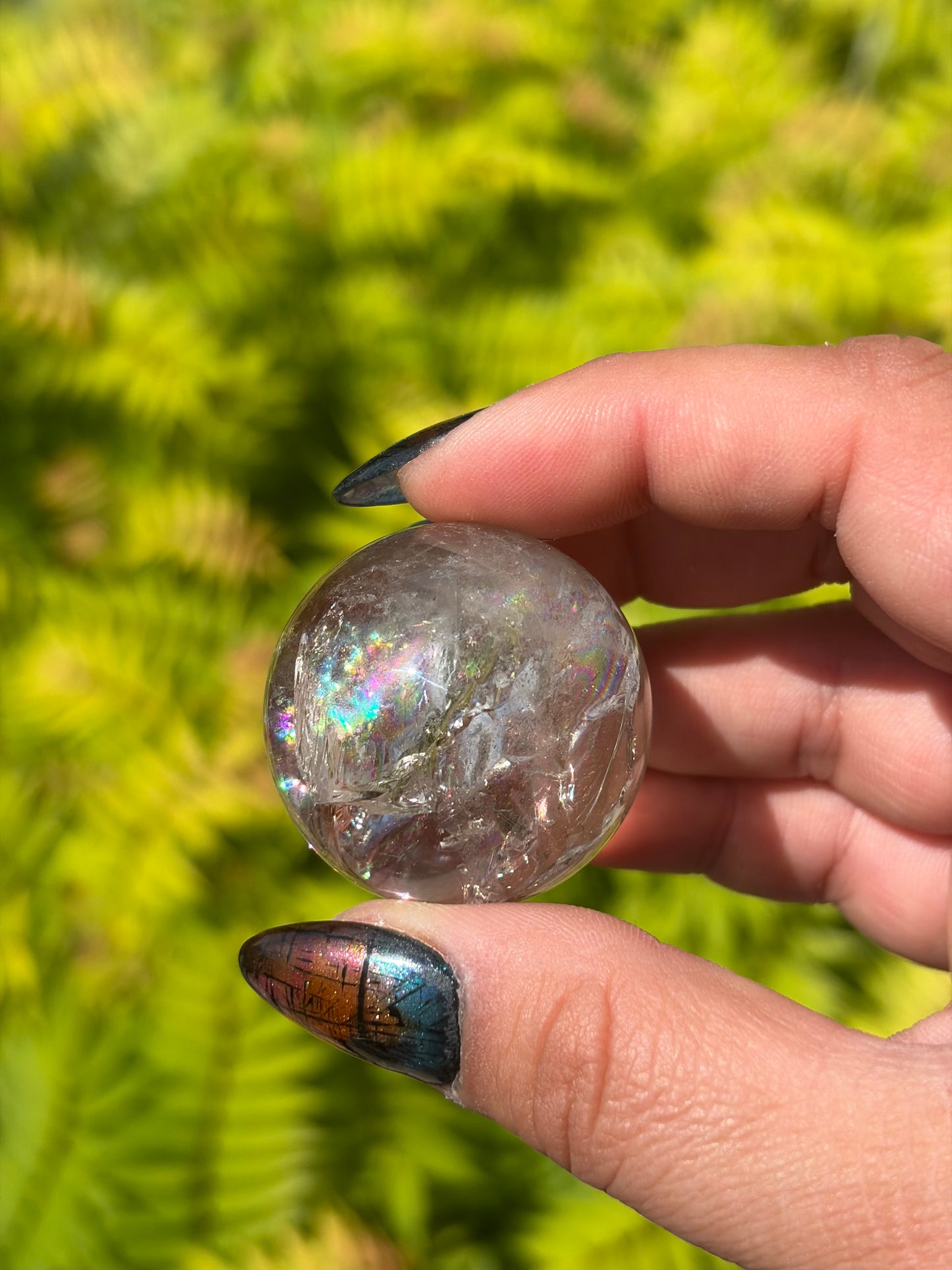 Rainbow-filled Smokey Quartz Sphere from Brazil