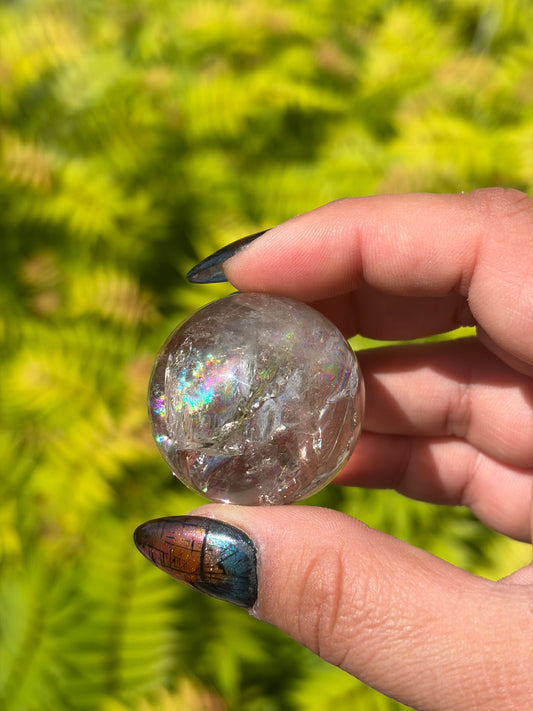 Rainbow-filled Smokey Quartz Sphere from Brazil