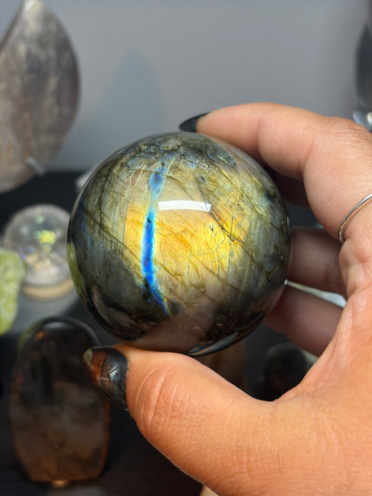 Orange and Yellow Labradorite Sphere