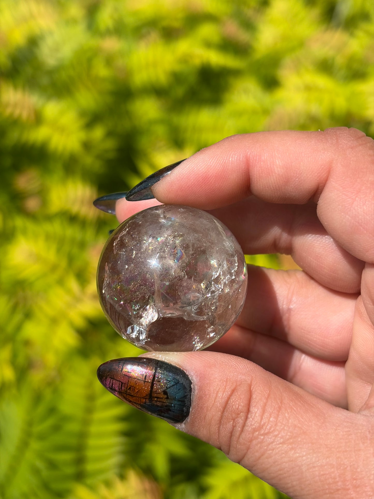 Rainbow-filled Smokey Quartz Sphere from Brazil