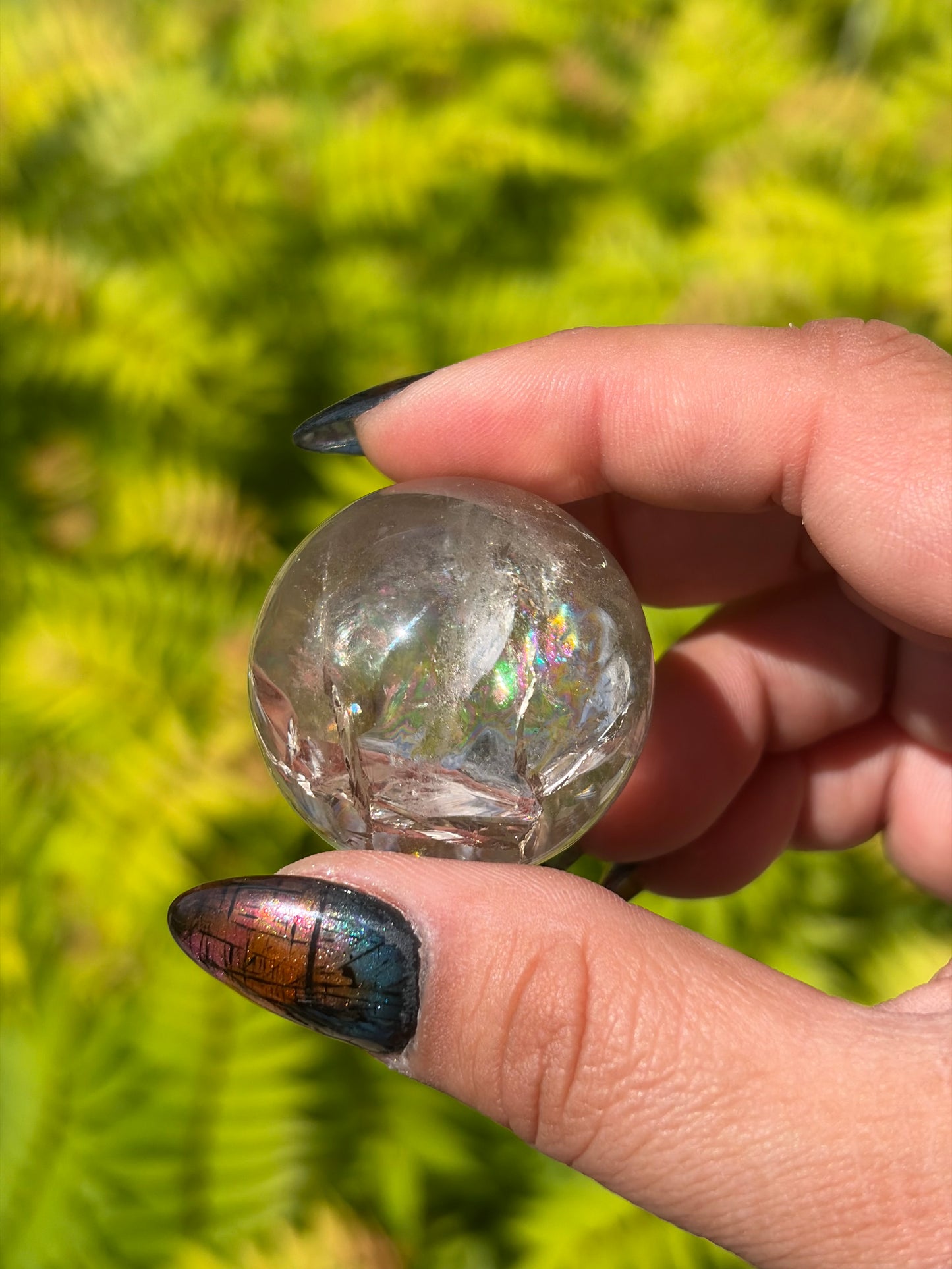 Rainbow-filled Smokey Quartz Sphere from Brazil