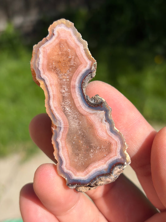 Peachy Laguna Agate w/ Quartz Middle