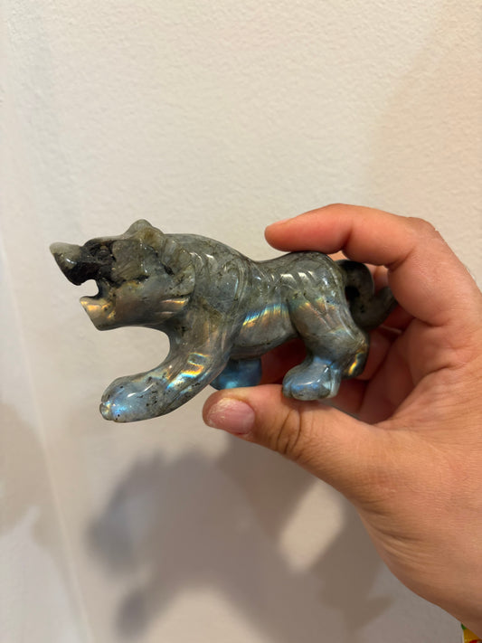 Labradorite Tiger Carving