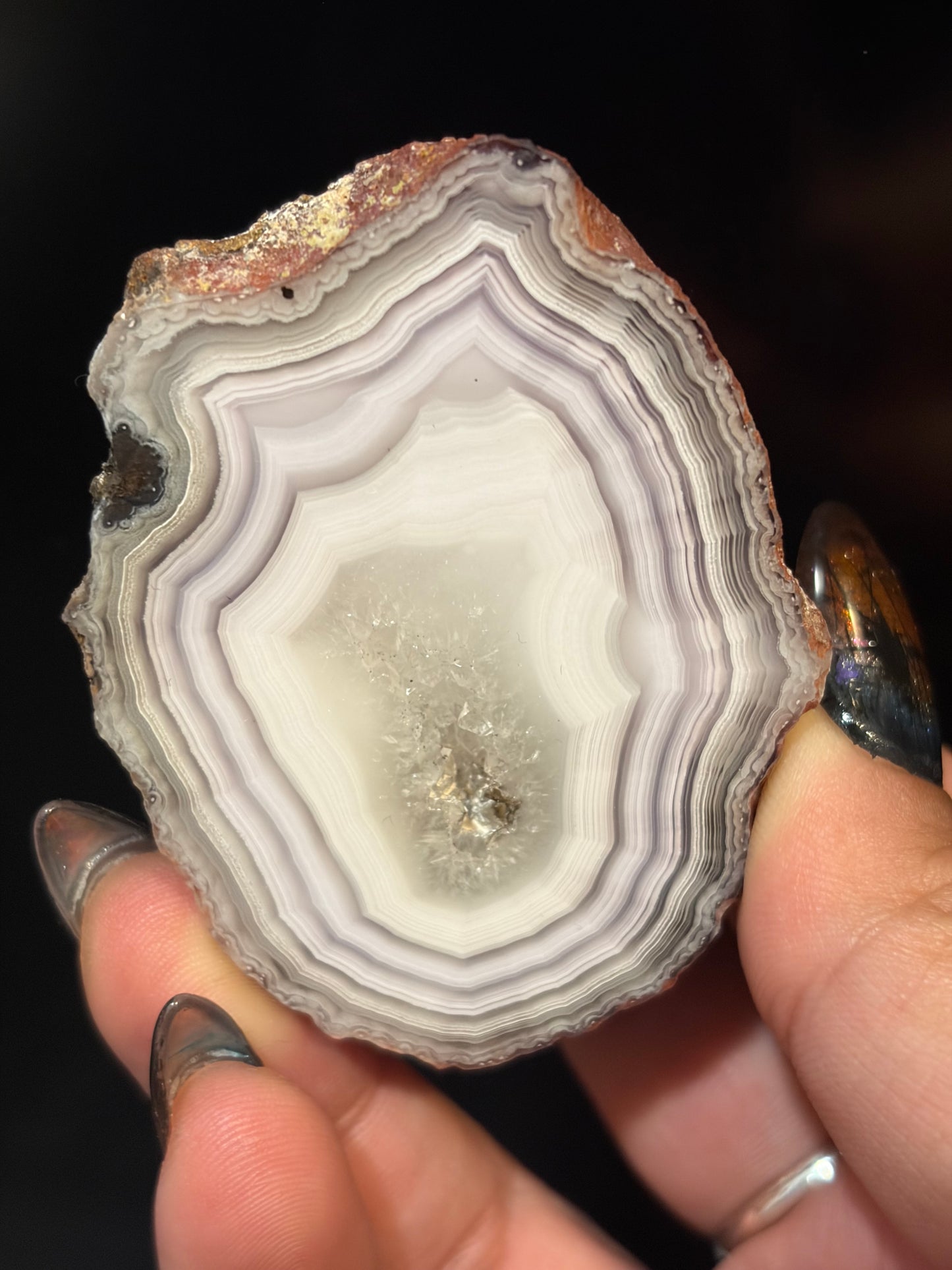 White and Purple Laguna Agate w/ Quartz Middle