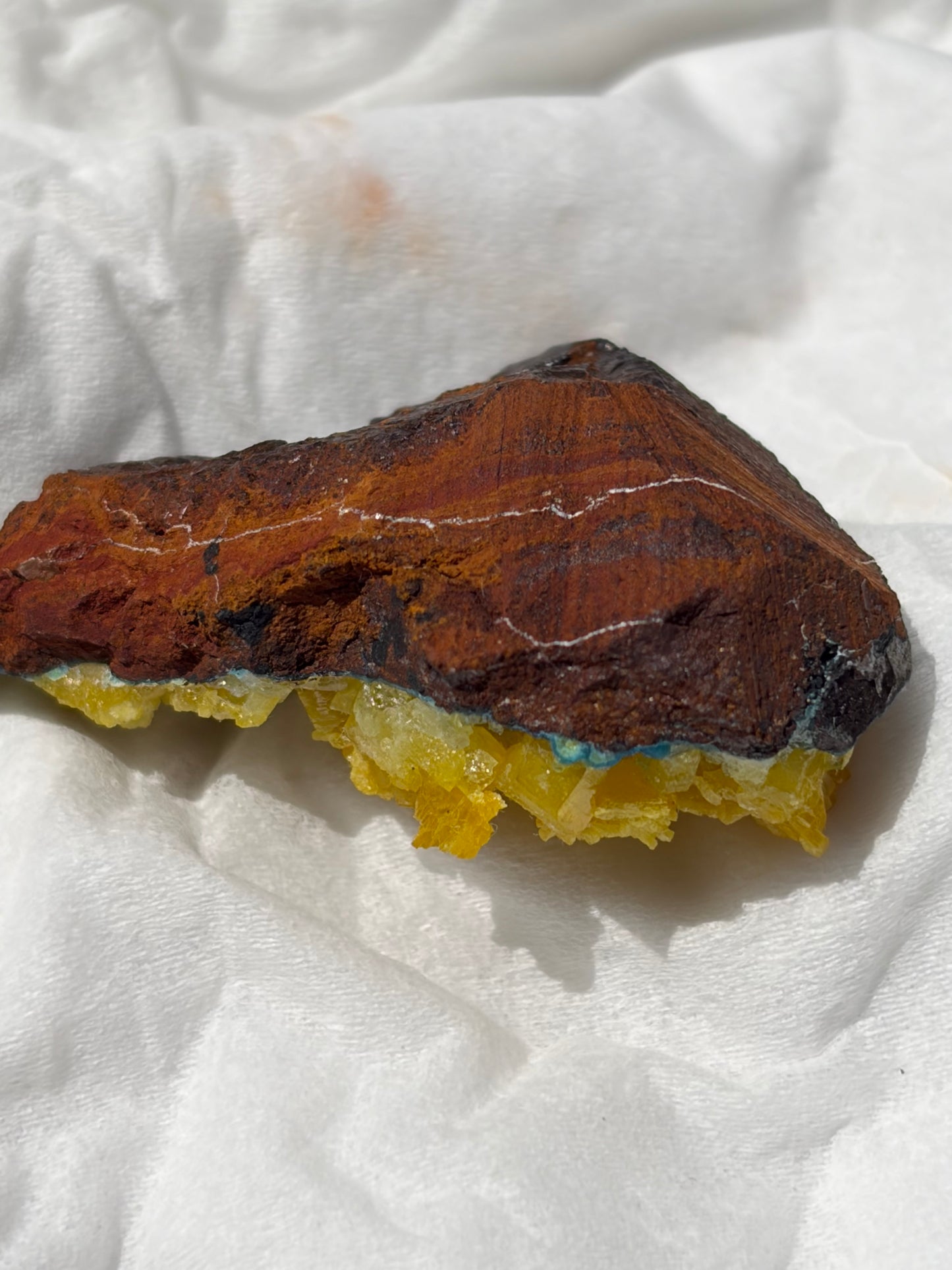 Mimetite on Phillipsbornite from the DR of Congo
