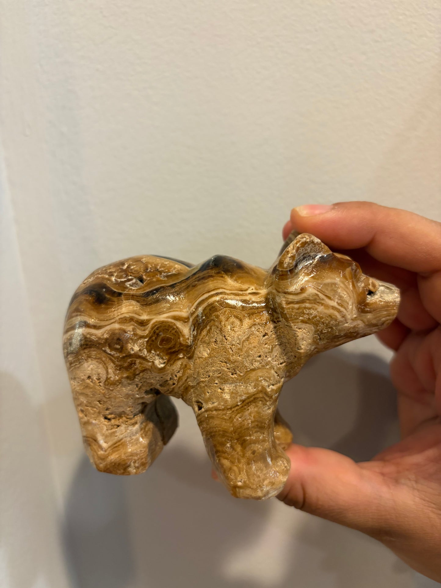 Chocolate Calcite Bear Carving