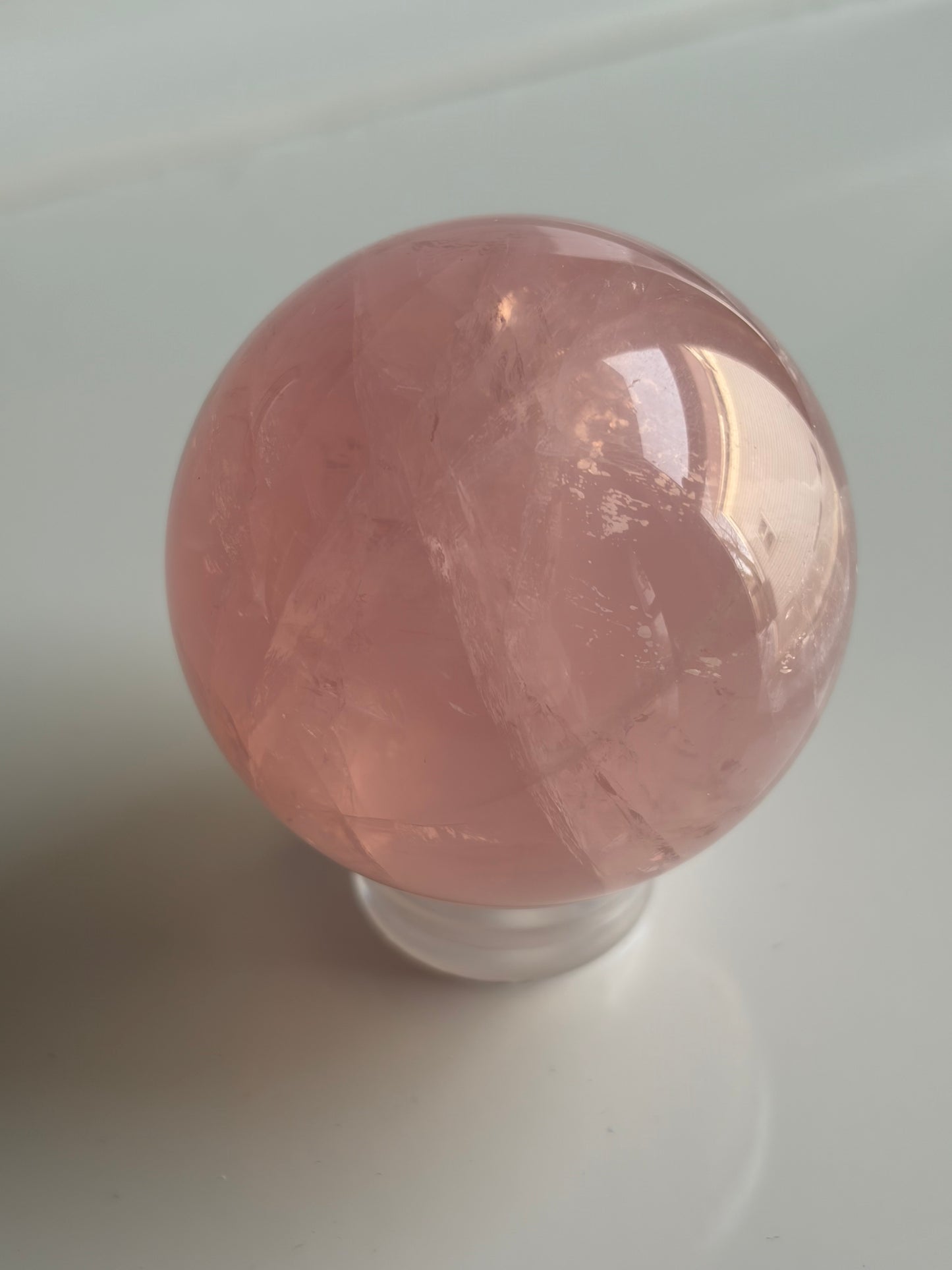 Triple-Asterism Star Rose Quartz Sphere