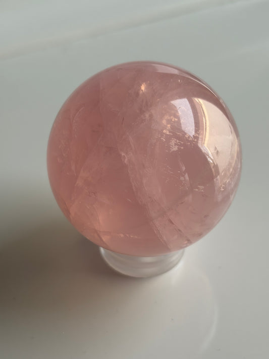 Triple-Asterism Star Rose Quartz Sphere