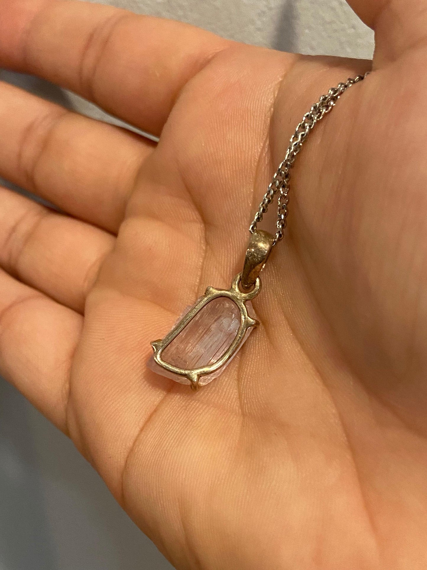 Kunzite Necklace (s925) w/ Silver Chain