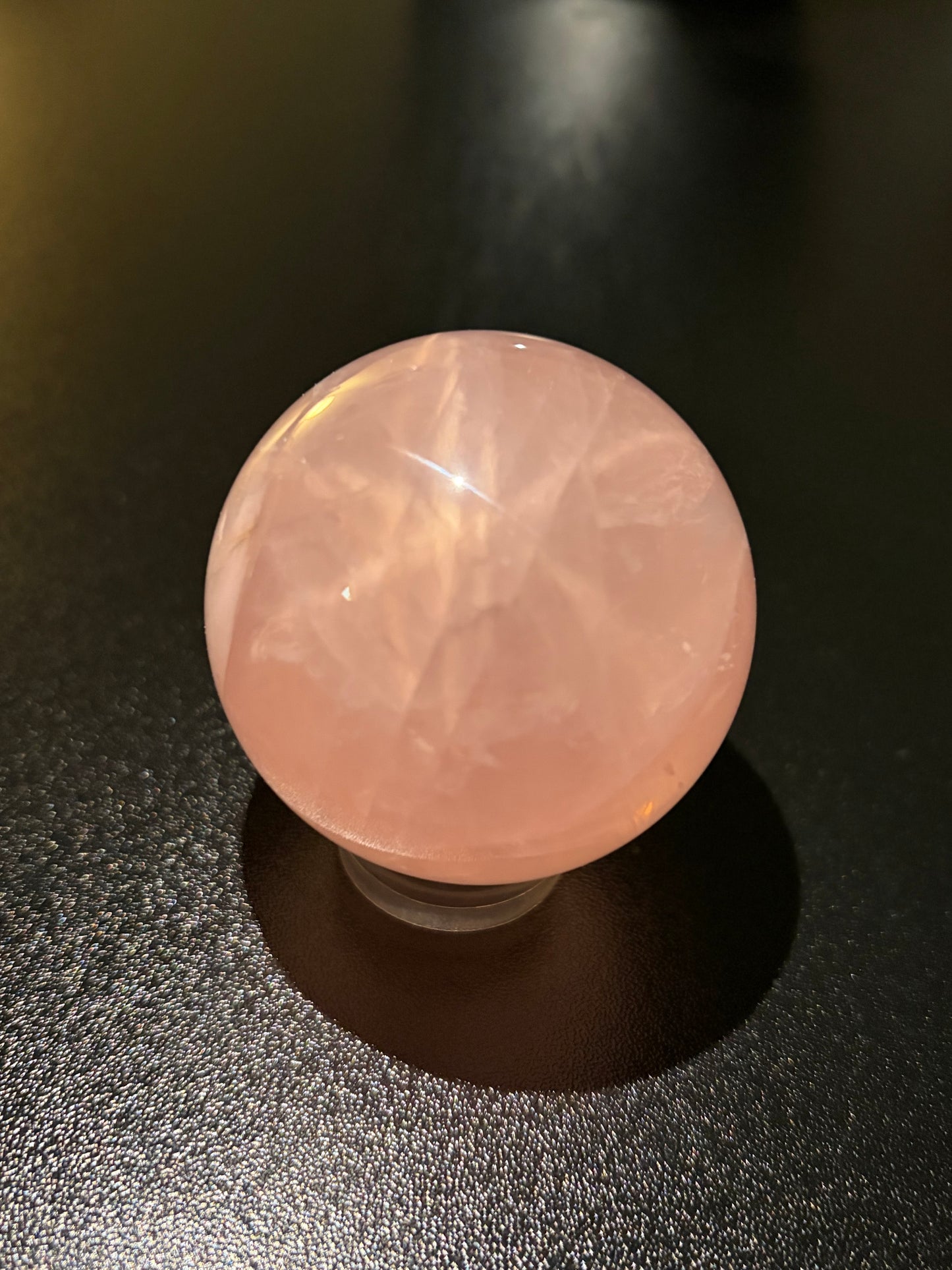 Triple-Asterism Star Rose Quartz Sphere