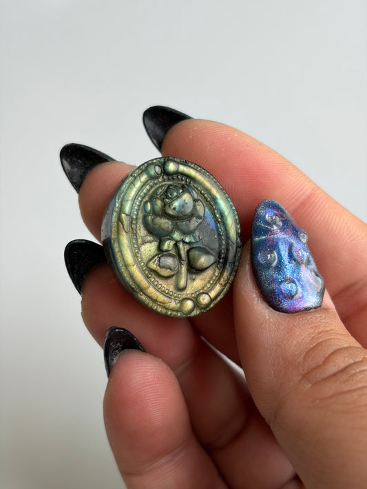 Labradorite Rose in a Frame Carving - Choose Your Own