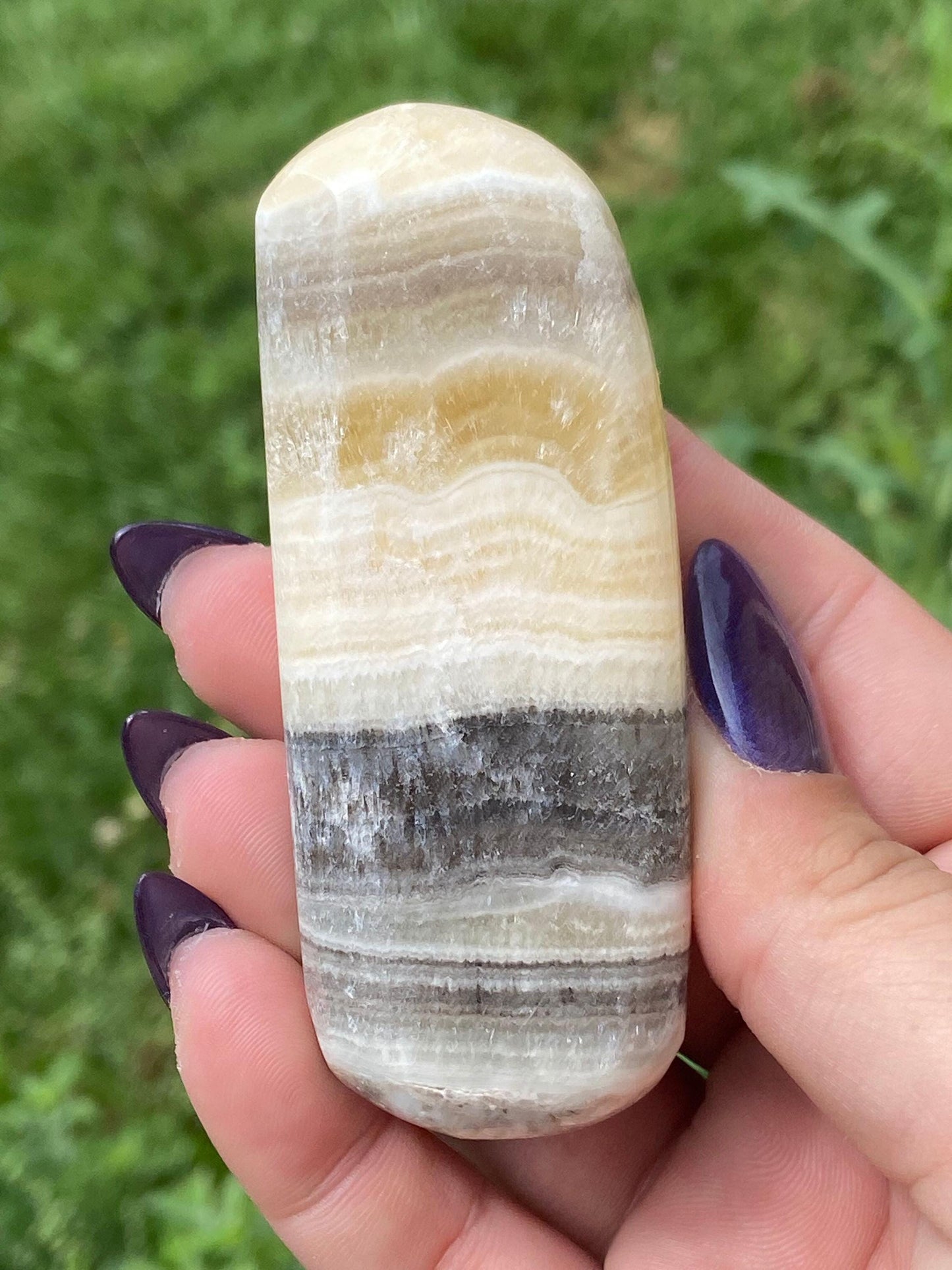 Orange Zebra Calcite Freeform: Hand-Carved Crystal, Mexico