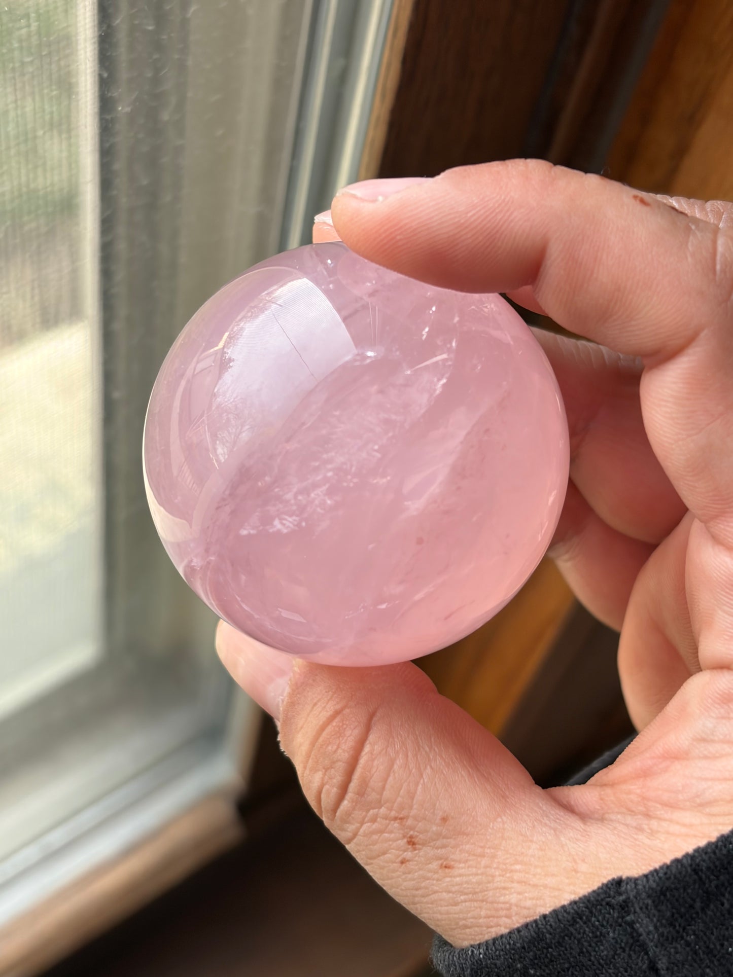 Triple-Asterism Star Rose Quartz Sphere