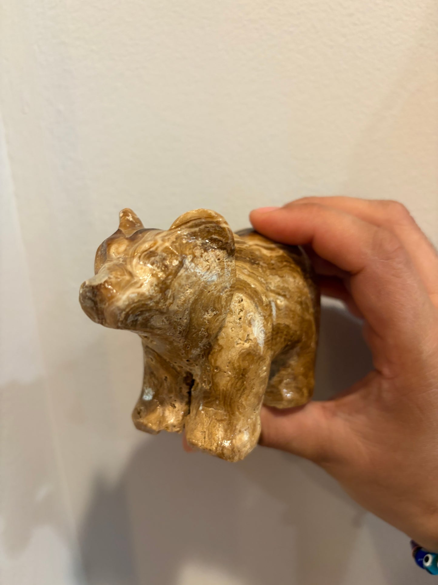 Chocolate Calcite Bear Carving