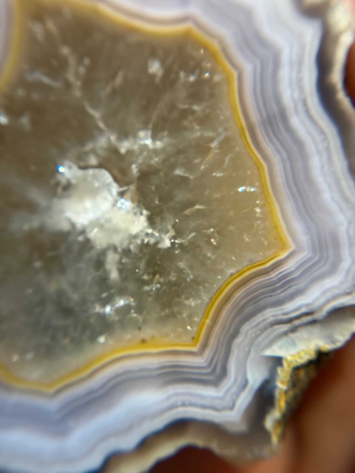 Purple and Yellow Laguna Agate w/ Quartz Middle