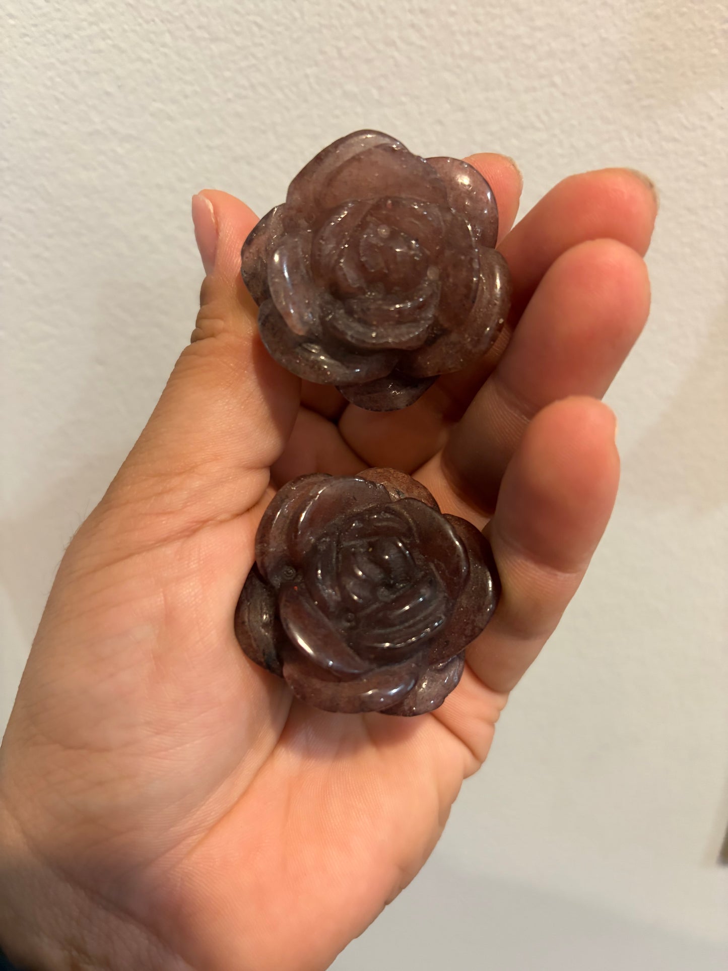 Strawberry Quartz Rose Carving - 3D