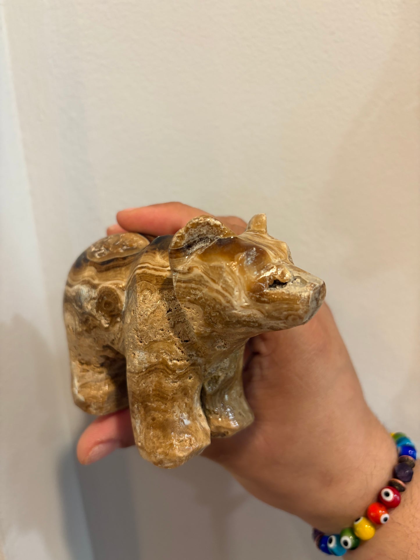 Chocolate Calcite Bear Carving