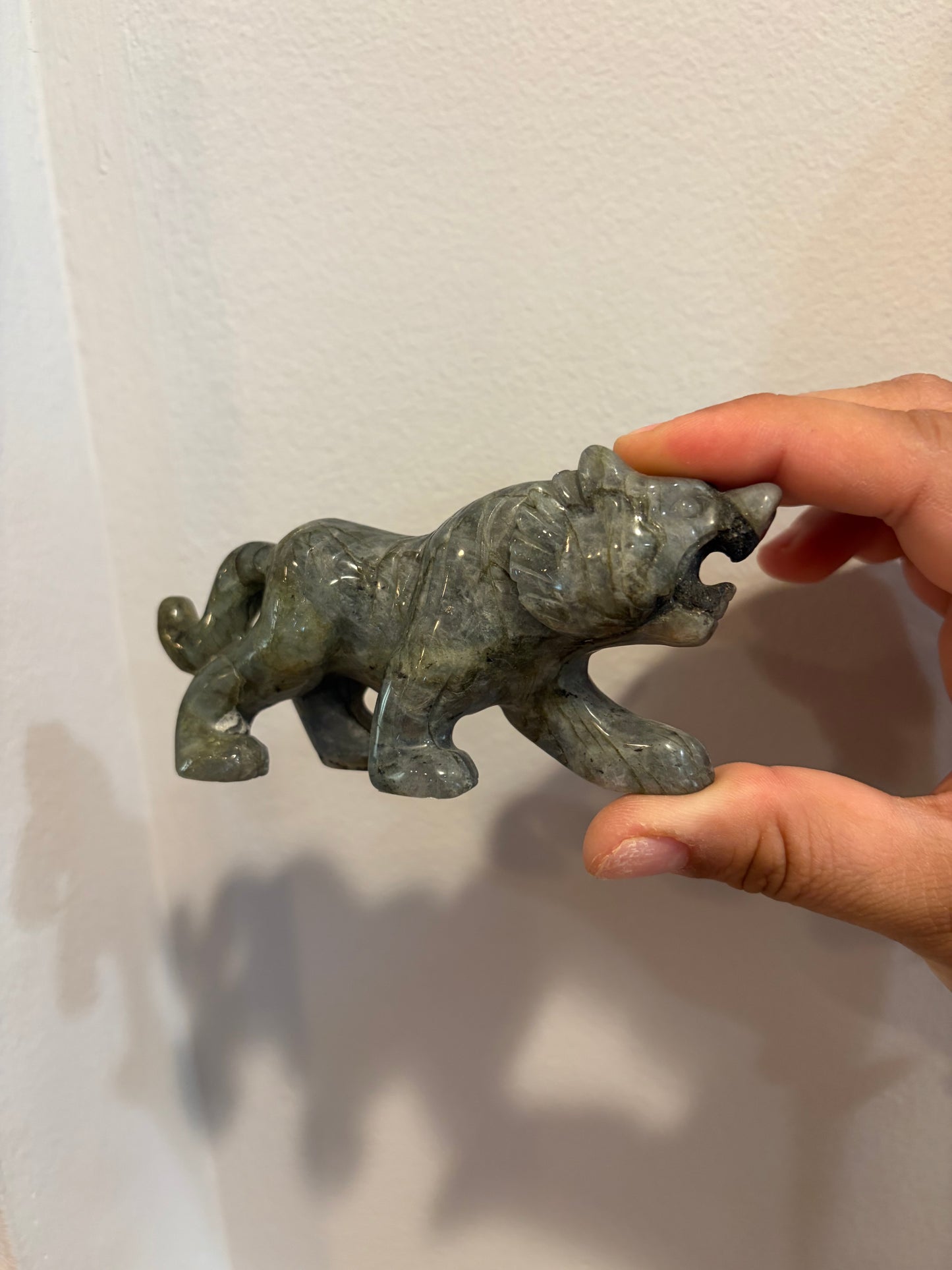 Labradorite Tiger Carving