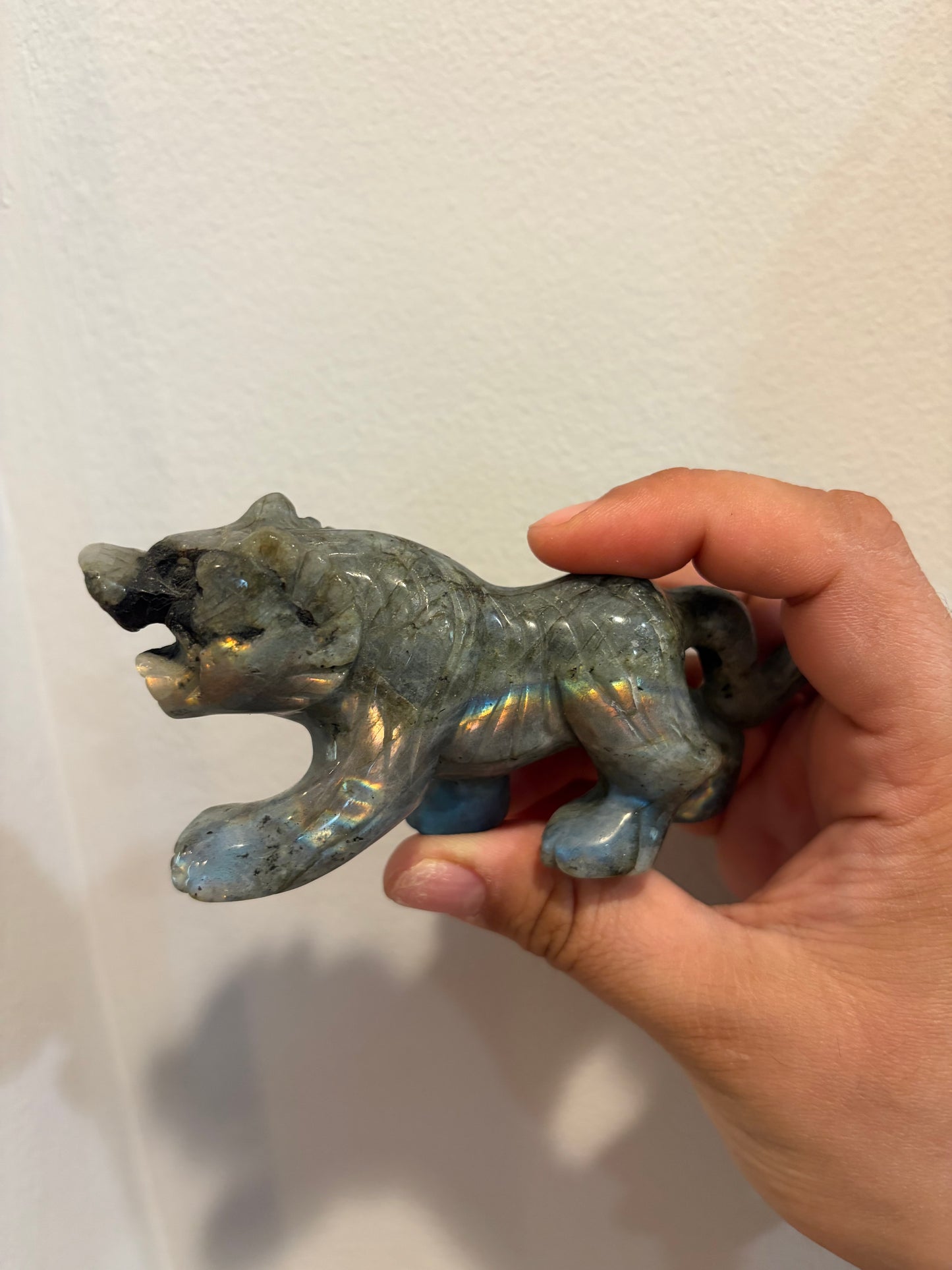 Labradorite Tiger Carving