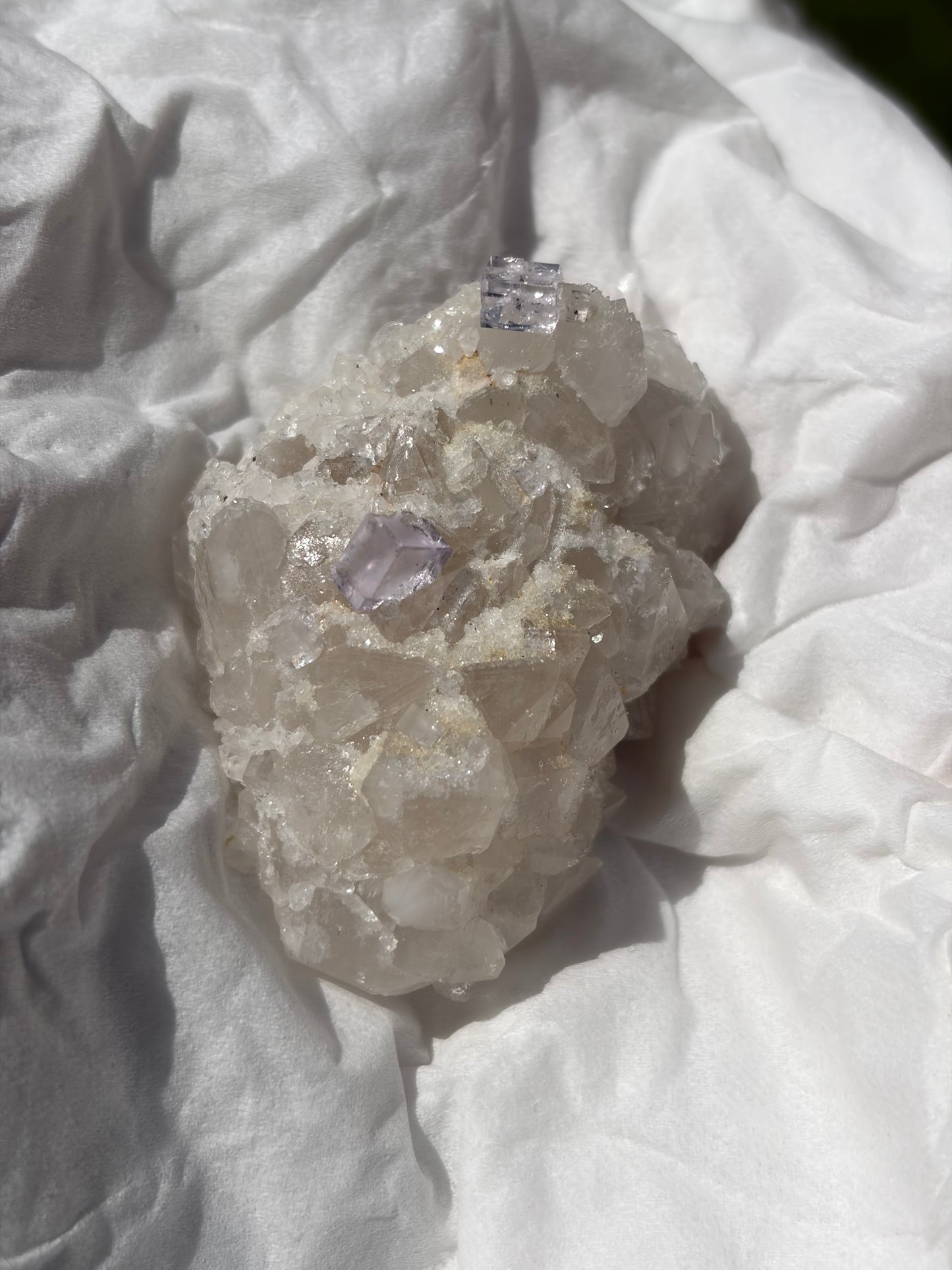 Fluorite with Calcite From the Emilio Mine in Spain