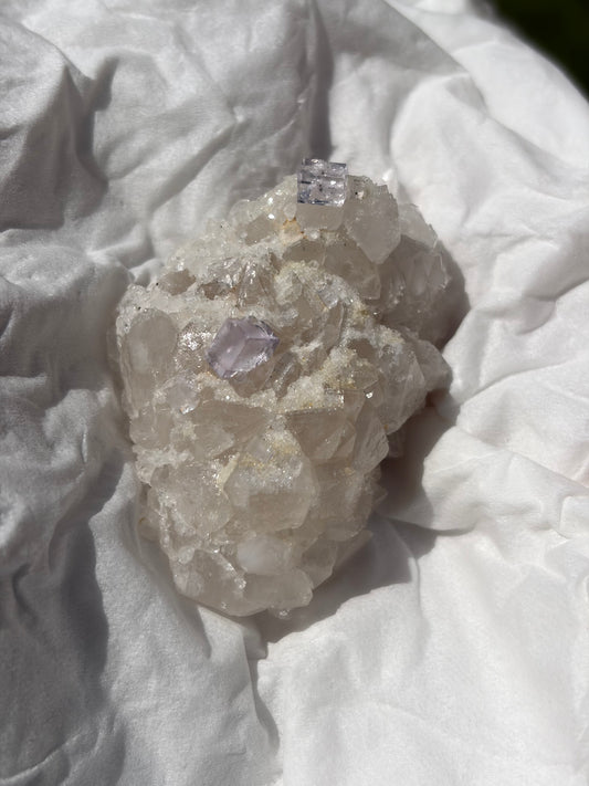 Fluorite with Calcite From the Emilio Mine in Spain