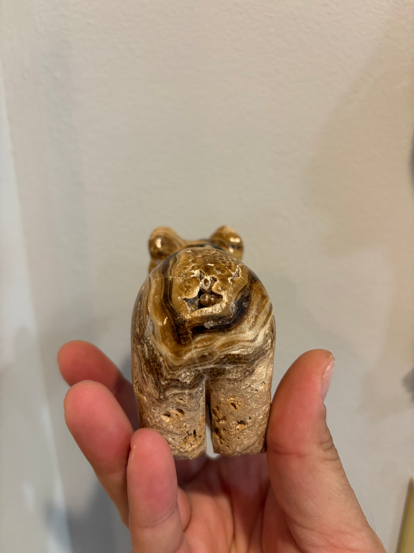 Chocolate Calcite Bear Carving