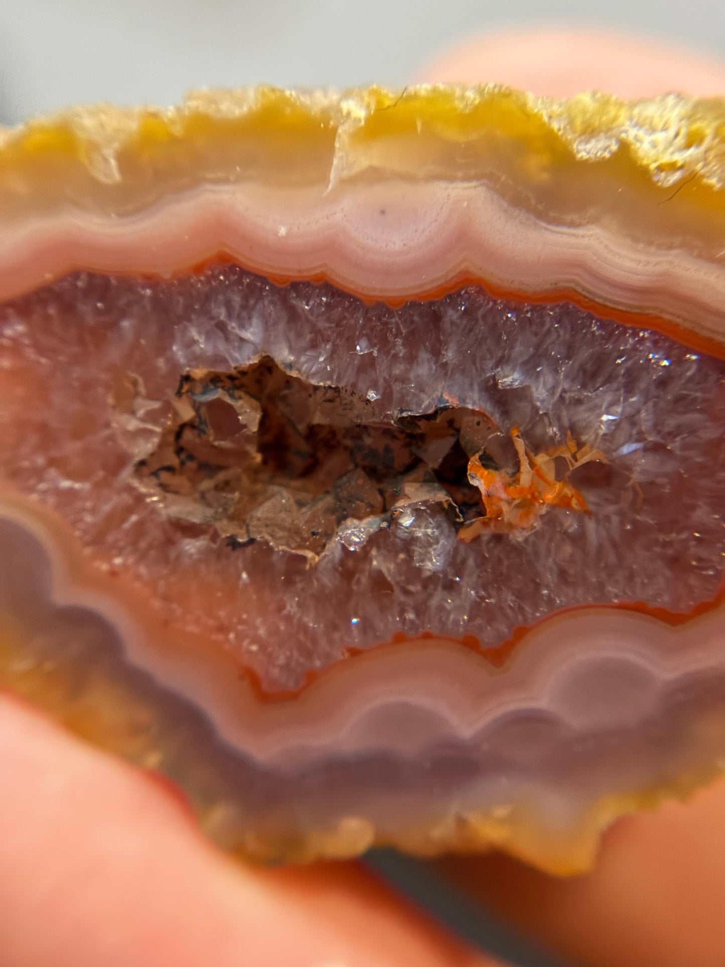 Red and Pink Laguna Agate w/ Quartz Cave