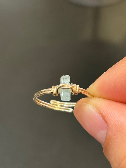 Hand-wrapped Aquamarine Ring