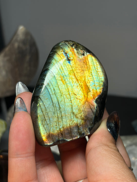 Labradorite Freeform w/ Green and Rainbow Flash from Madagascar