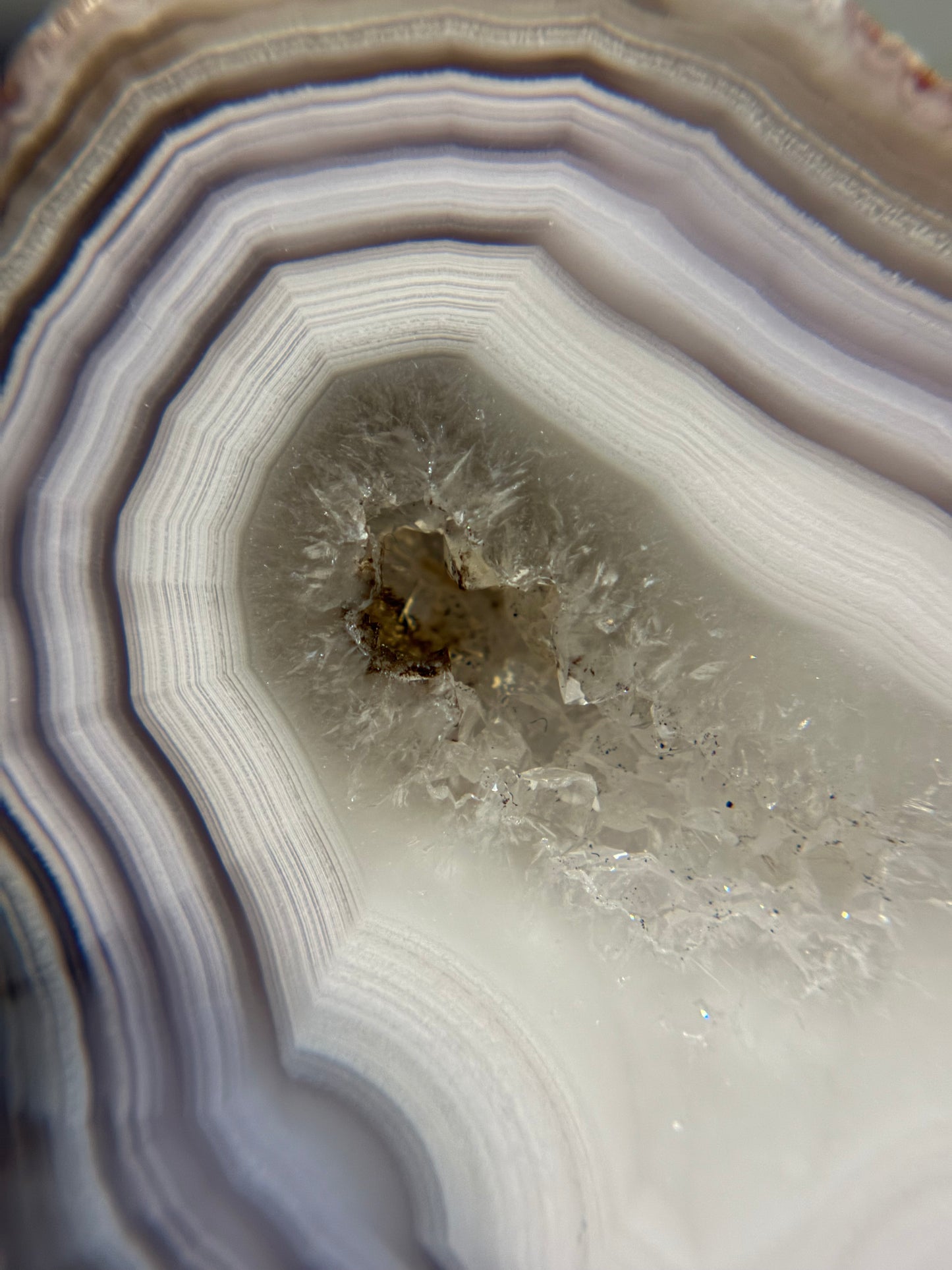White and Purple Laguna Agate w/ Quartz Middle