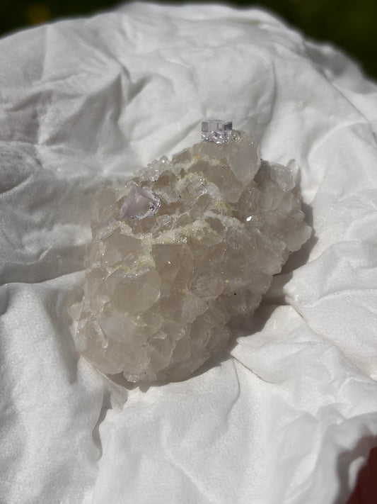 Fluorite with Calcite From the Emilio Mine in Spain