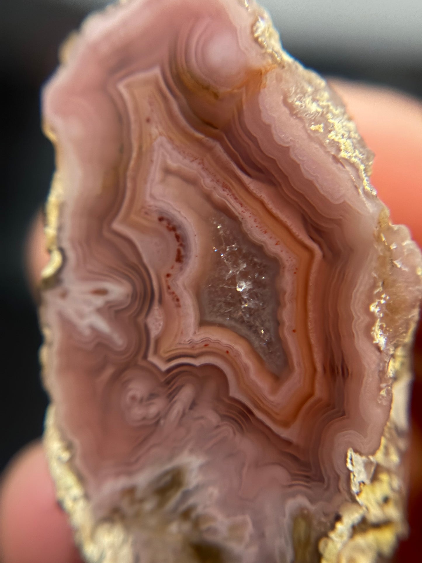 Pink Laguna Agate w/ Quartz Middle